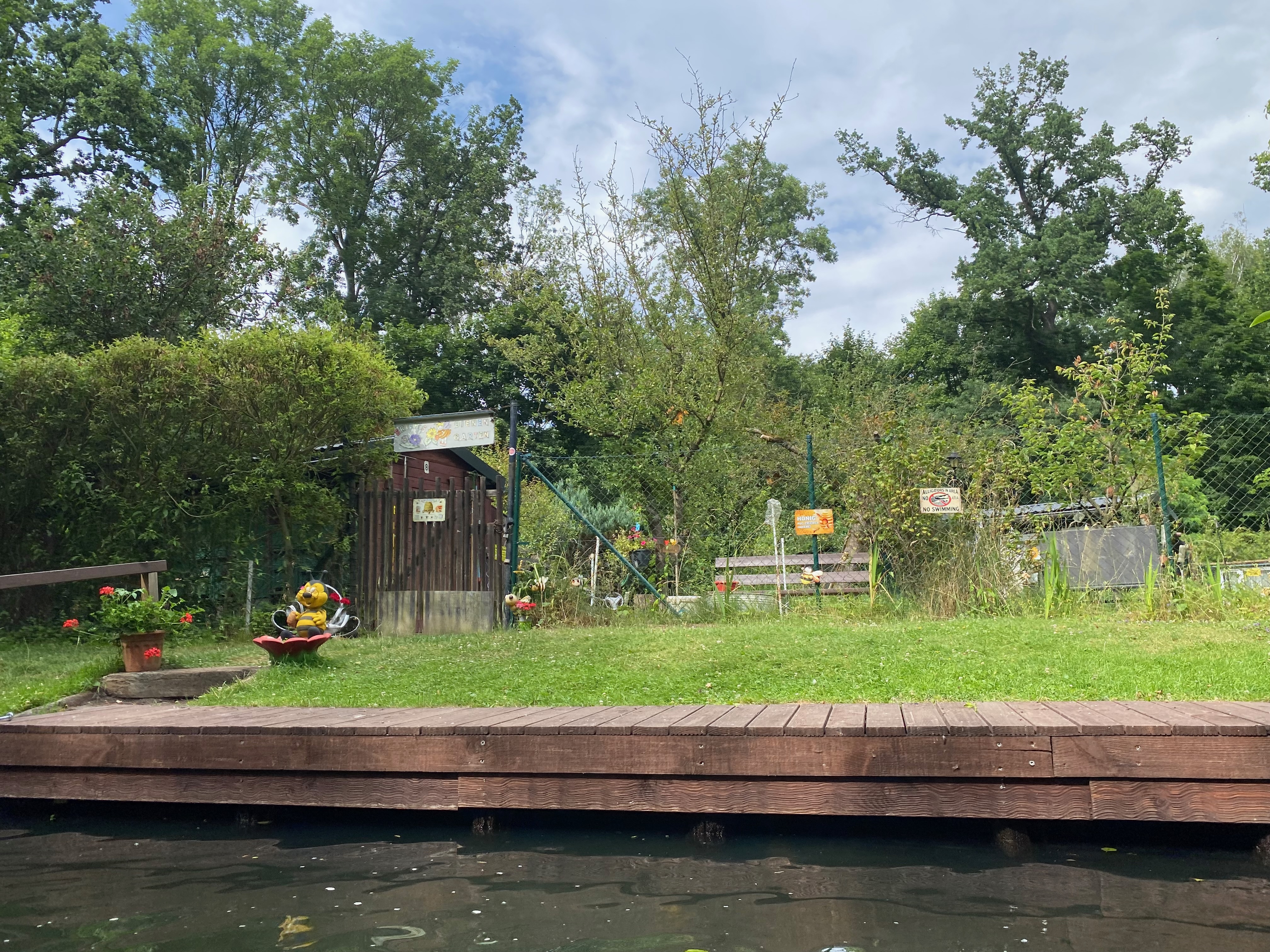 A cool garden seen on the side of a canal in Lubbenau, Germany